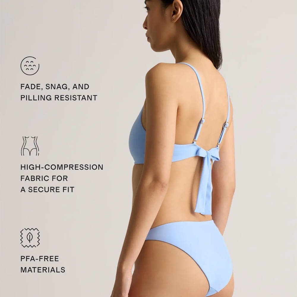 Quince Italian Scoop Neck Bikini Top in Clear Blue Sky Size XS 576 - Picture 4 of 6